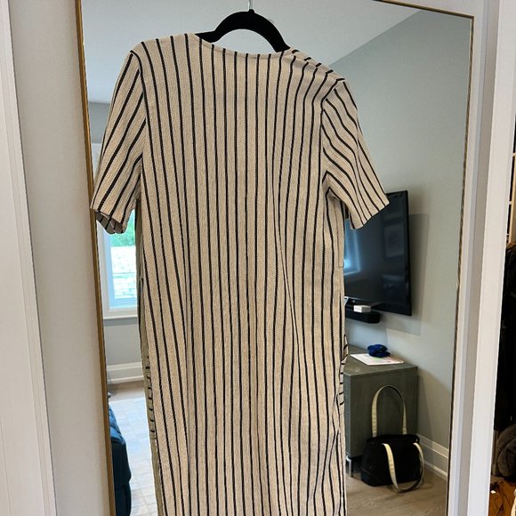 Zara cream striped midi dress - Picture 4 of 4